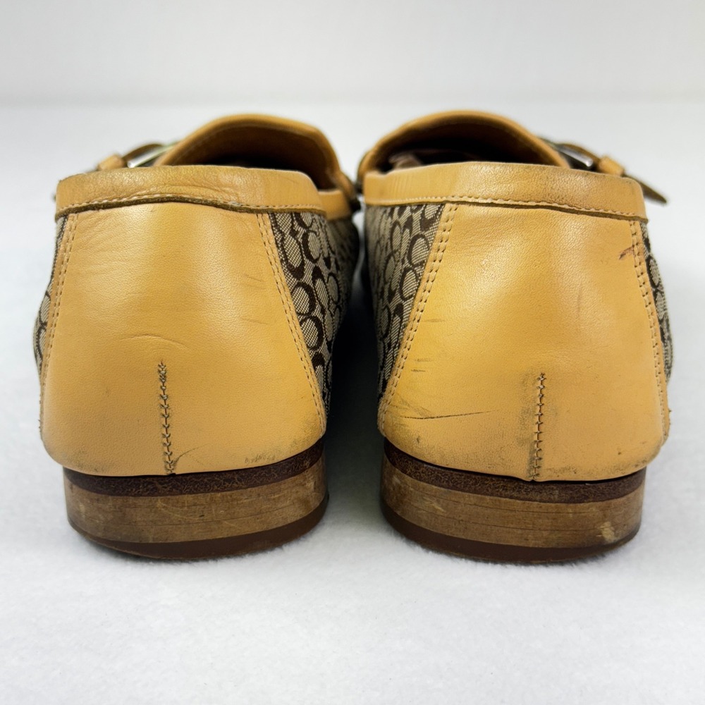 Coach Tan Signature Canvas & Yellow Leather Loafers - Picture 5 of 11